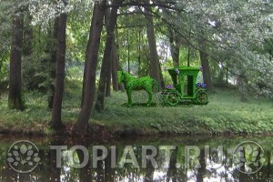 Зеленая лошадь и карета www.topiart.ru